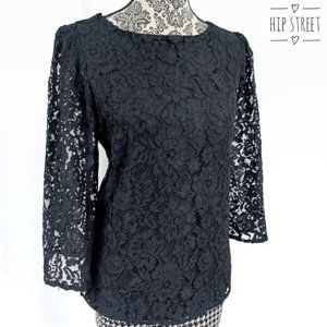 CHAPS Angel Sleeve Lace Blouse M